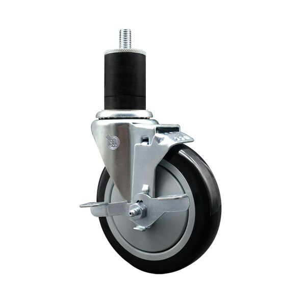 5'' Black Poly Swivel 1-3/4'' Expanding Stem Caster with Brake